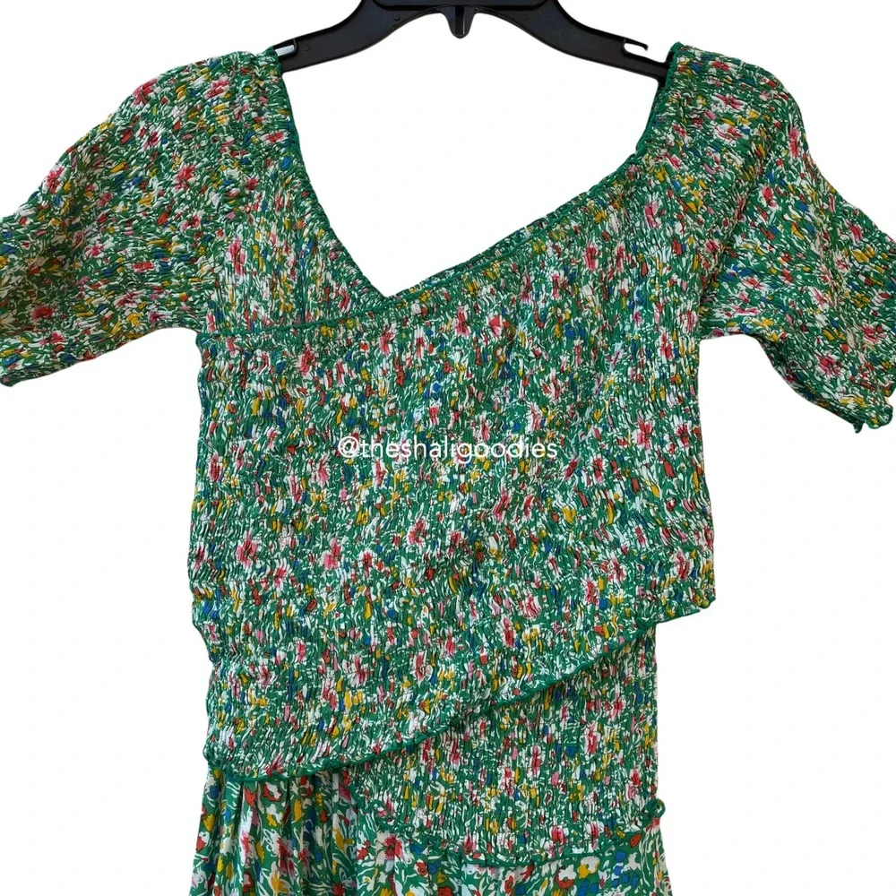 🚫SOLD🚫POUPETTE ST BARTH Soledad Midi Dress Green Floral Maxi - Picture 5 of 7